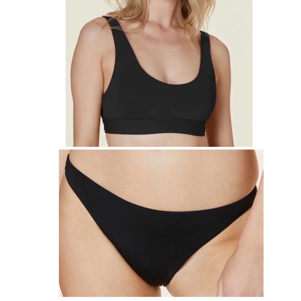 Andie Bikini Set Ventura Top Cheeky Bikini Bottom Black size L NWT‎